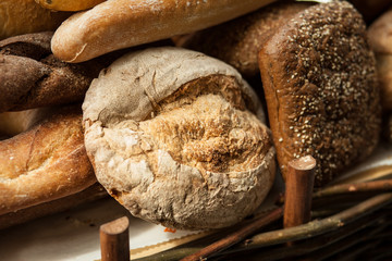 Various types of bread in a basket different types of bread bread of different varieties