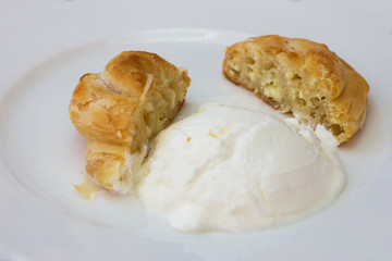 Traditional Bosnian cake and sour cream, Bosnia and Herzegovina
