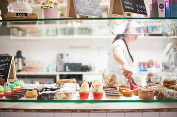 cake display at cafe