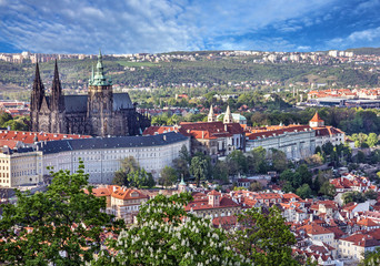 Prague Castle and Saint Vitus Cathedral, Czech Republic. Panoramic view