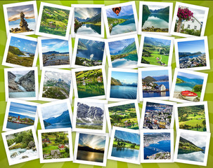 Norway travel collage natural landscapes