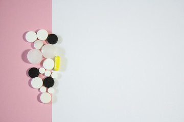 drugs on colored background