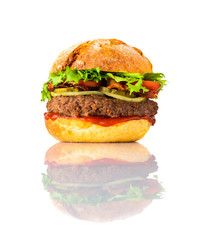 Tasty Looking Big Burger on White Background