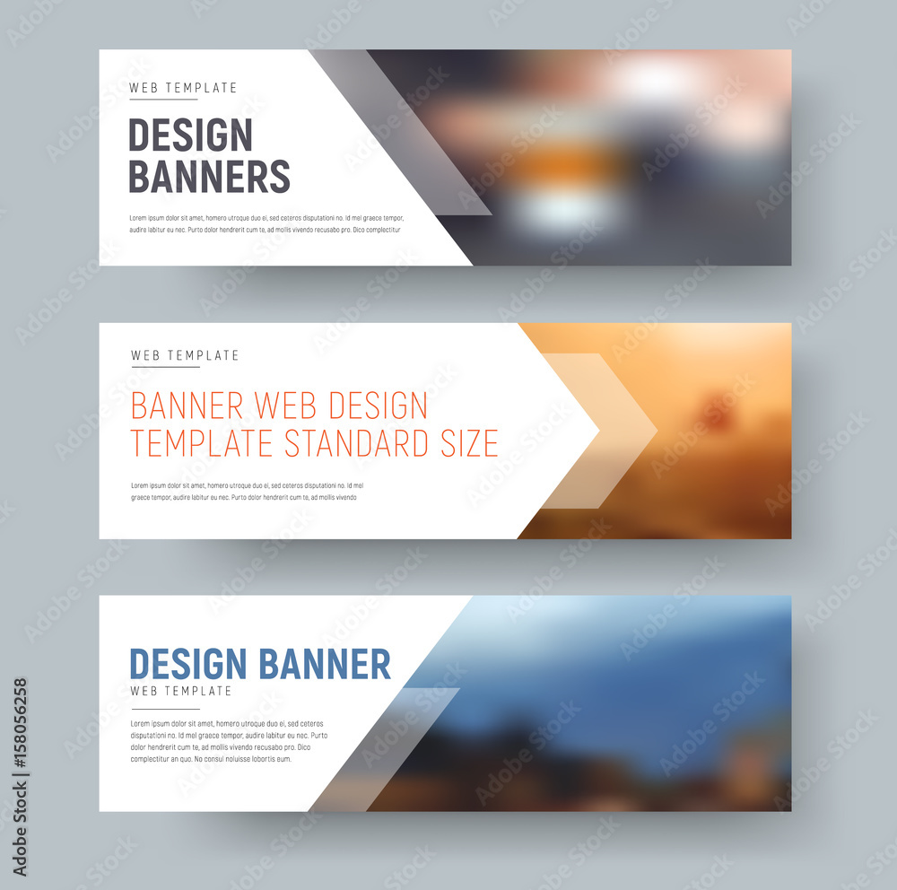 Aufkleber Design of standard horizontal web banners with space for photo and text.