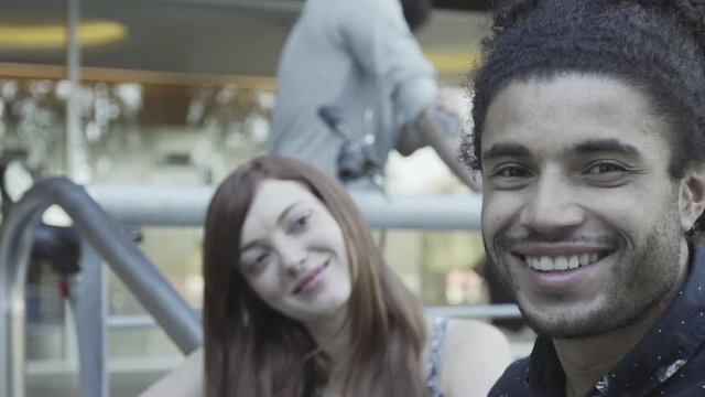 Young Man Hanging Out With Friends