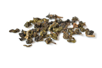 Oolong tea leaves on white background  - isolated