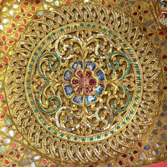 Thai wood carved pattern in Thai's temple