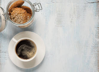 Black coffee and oatmeal cookie