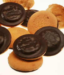 chocolate cookies isolated on white