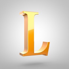 Gold letter L uppercase isolated on white background