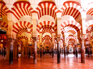 Interior of The Cathedral and former Great Mosque of Cordoba, Spain