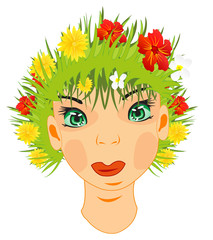 Girl with hair by herb