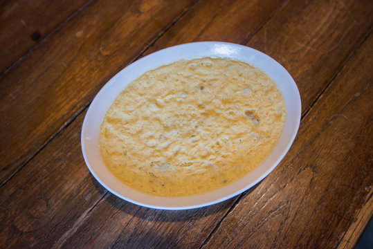 steamed egg (Kai Thoon), steamed egg with ant egg, Thai food