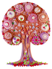 A fantastic fantasy tree of growth, life and development, made of plasticine