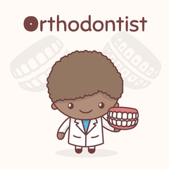 Cute chibi kawaii characters. Alphabet professions. The Letter O - Orthodontist.