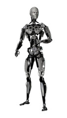 3D Rendering Male Cyborg on White