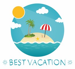Vector image of the tropical island in Sphere/Summer Vacation Sphere