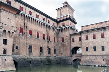 Views of the medieval ducal castle called estense, in marnific state of conservation