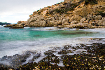 Rocky beach long exposure