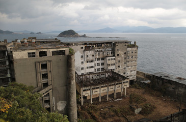 Hashima Island or Gunkanjima (Battleship Island) is seen off Nagasaki