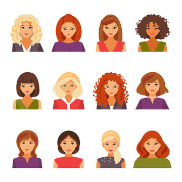 Set of female avatars