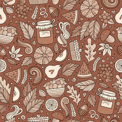 Cartoon cute hand drawn Autumn seamless pattern
