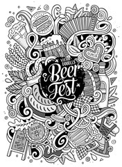 Cartoon cute doodles hand drawn Oktoberfest illustration