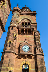 Obraz premium Historic Musuem Exterior Clock Tower Column Birds