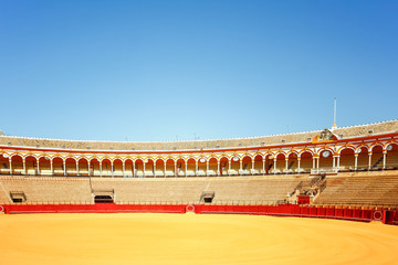 SEVILLA, SPAIN, OCTOBER 16, 2012: view of bullfighting arena plaza de toros de la real maestranza...