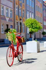 Fototapeta na wymiar red bike on the street