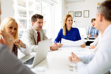 Succeful business partners brainstormin