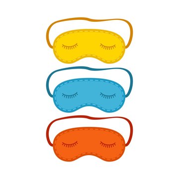 Colorful Eye Sleep Mask Set Isolated On White Background. Vector Illustration