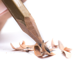 Closeup Pencil tip on the white background
