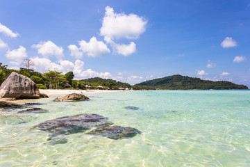 Fototapeta premium Idyllic white sand beach in Phu Quoc island in Vietnam