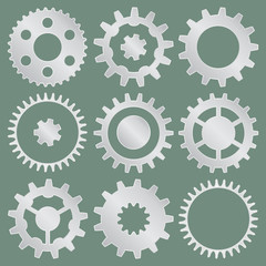 Vector collection of metal gear wheels