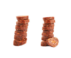 Stack of multiple sausage slices