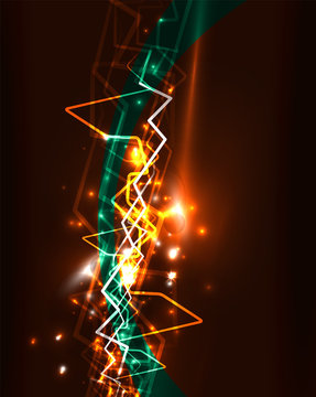 Neon lightning vector background
