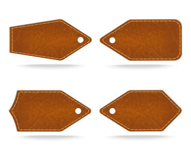 Set of leather tag on white  background
