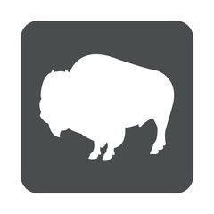 Icono plano bisonte en cuadrado gris