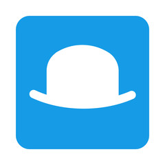 Icono plano bombin en cuadrado azul