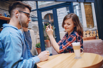 loving couple in a cafe