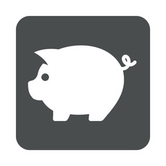 Icono plano cerdito en cuadrado gris