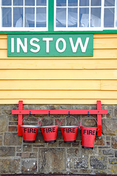 Railway fire buckets