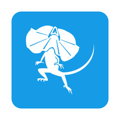 Icono plano lagarto en cuadrado azul