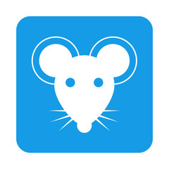 Icono plano raton en cuadrado azul