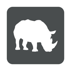 Icono plano rinoceronte en cuadrado gris