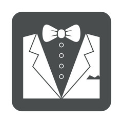 Icono plano smoking en cuadrado gris