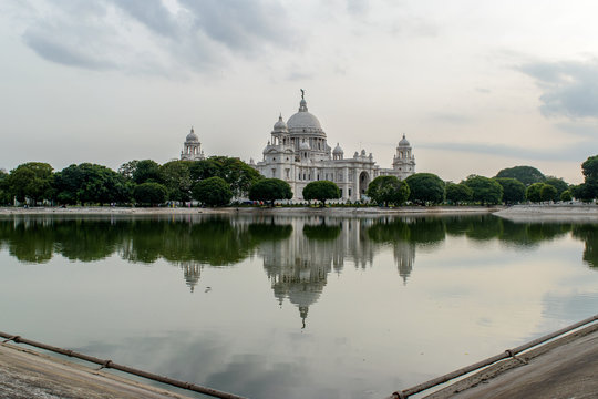 Beautiful  Victoria Memorial, Kolkata , West Bengal, India, at the time of Sunset. . A Historical Monument of Indian Architecture. Built to commemorate Queen Victoria's 25 years reign in India.