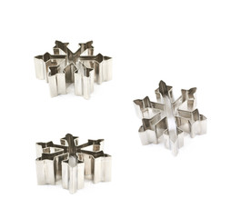 Snowflake shaped cookie cutter isolated