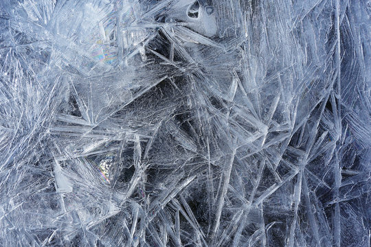 Transparent ice crystals texture cracked background